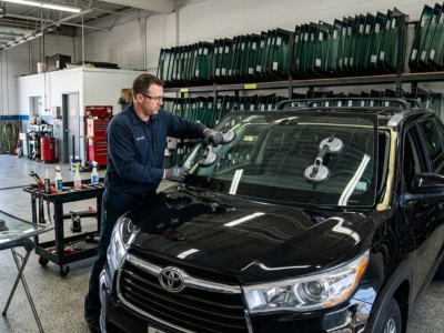 Certified technician performing windshield replacement in Ottawa