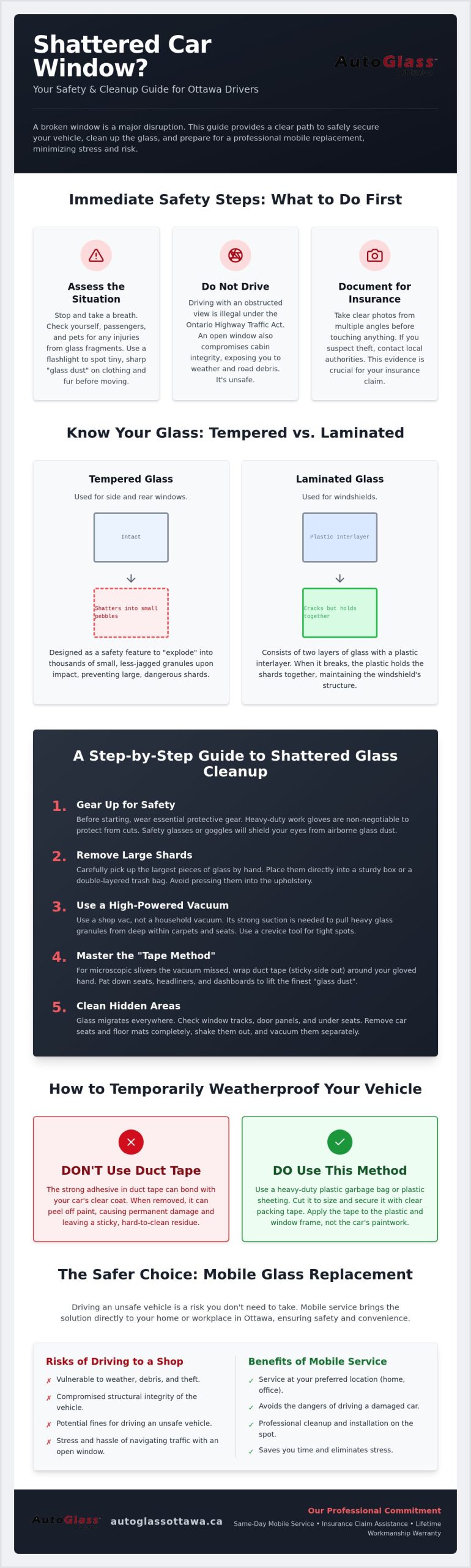 Shattered Car Window Cleanup in Ottawa: A Safe Step-by-Step Guide